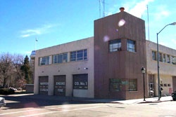 For forty years, 1954-1994, Warren Engine Company No. 1 and the Carson City Fire Department were housed at this station on the corner of Musser and Curry streets.  This photo, taken in February 1999, shows the station as it looks until it was demolished in October 2005.  CCFD photo.