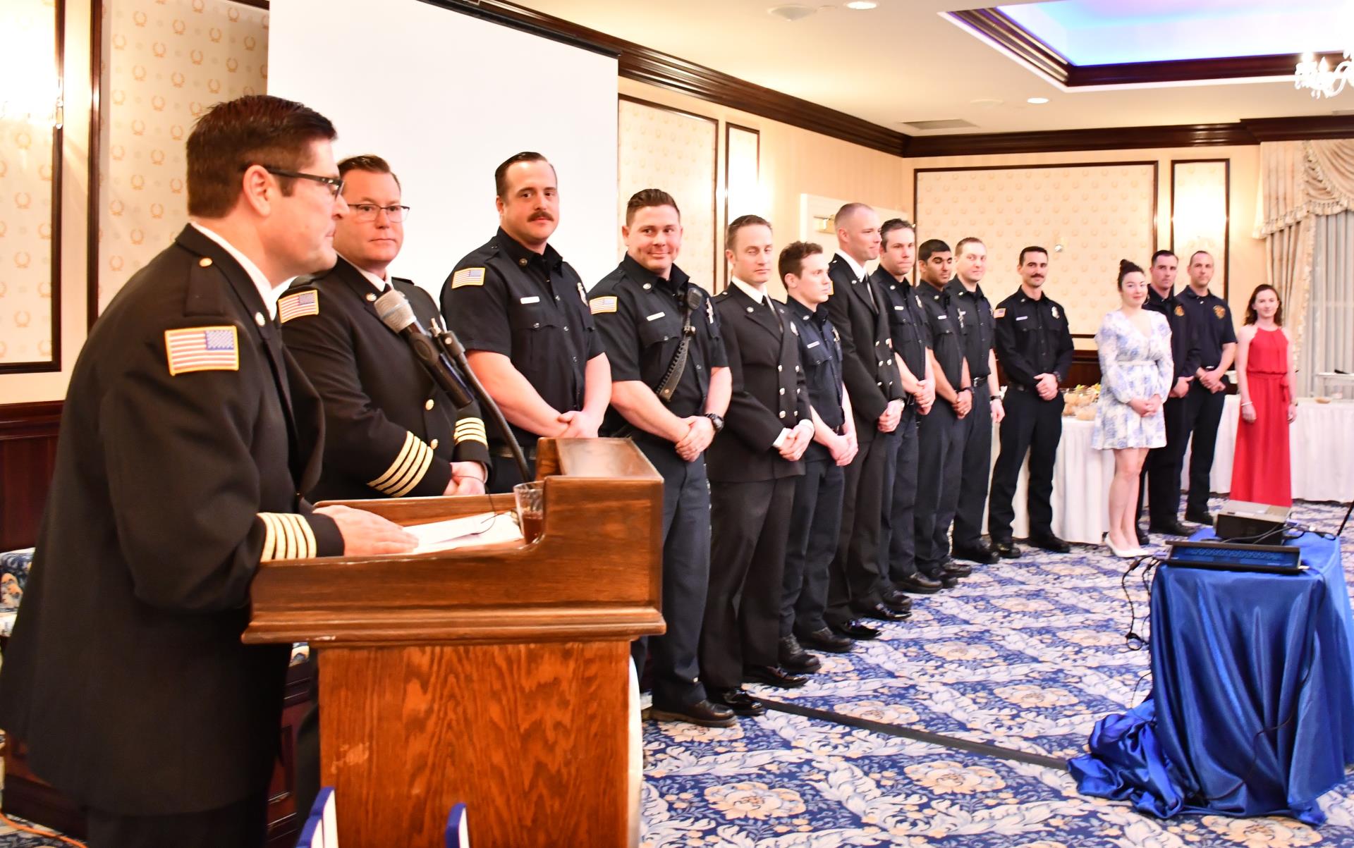 Firefighters/Paramedics are honored at the promotional awards ceremony for the year of 2017.